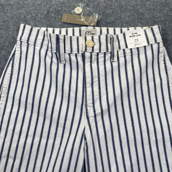 NWT J. Crew Women's Slim Wide-Leg Jeans Size 25 AJ529 Blue White Stripe, NWT - Picture 4 of 15